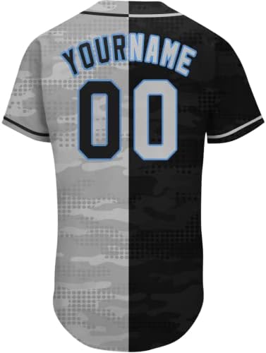 Camuflagem camisa de beisebol personalizada imprimir nome de equipe personalizado e número de botão para baixo camisetas