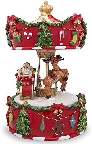 Bestpysanky giration Carousel com Papai Noel e Caixa Musical de Natal de Rena