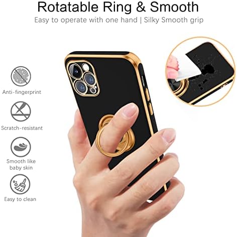 Veningo iPhone 12 Pro Max Case, 12 Pro Max Case, Slim Fit Soft Soft 360 ° Punto de anel Kickstand Magnetic Mount Mount suportou