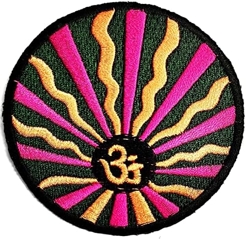 Kleenplus 3pcs. Círculo om aum hinduísmo mantra yoga símbolo de ferro em remendos atividades de logotipo bordado com calças de jeans bordas bordas mochilas camisetas acessórios