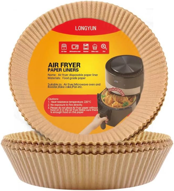 Air Fryer Disponível Daturso de papel, 100pcs redondos de papel de fritadeira de ar, papel de pergaminho natural de 6,3