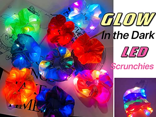 9 PCs LED Scrunchies LED Up, elástica colorida de cabelos de Natal com 3 modos leves, faixas de cabelo de brilho LED,