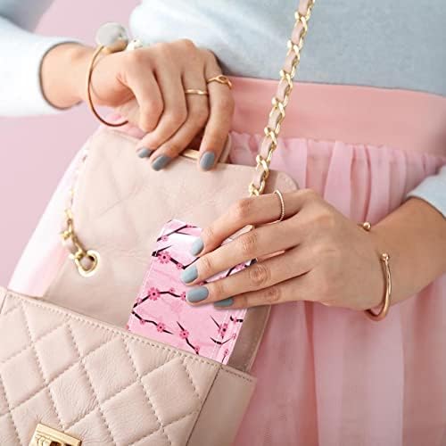 Mini estojo de batom com espelho para bolsa, organização de suporte de caixa portátil rosa Sakura