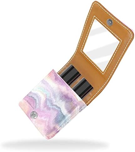 Bolsa de batom de batom de maquiagem de oryuekan com espelho portátil de armazenamento portátil de armazenamento de armazenamento Lip Gloss Organizer, Psyche Artistic Pink Ethnic Pattern