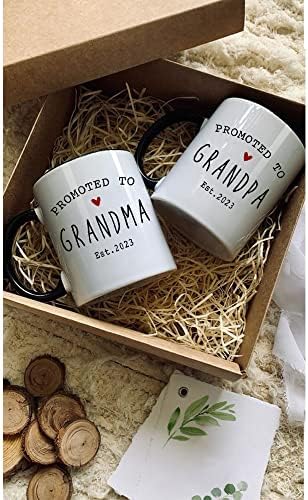 Promovido a avós Estet 2023 Canecas de café, anúncio da gravidez, presentes surpresa de caneca publicitária, revelação