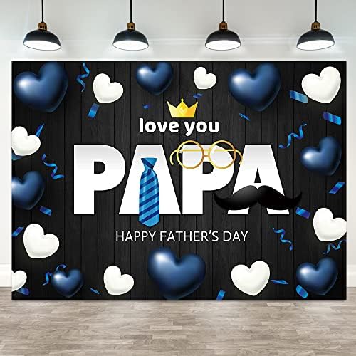 Hilioens 5 × 3ft feliz dia dos pais, eu amo papai Black Wooden Pattern Love Papa, graças ao Pai temas decorações de festas