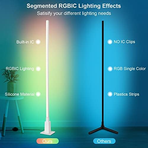 Lâmpada de piso RGB Smart RGB de DePuley, Wi -Fi Alteração da lâmpada de canto compatível com Alexa Mood Light, Controle