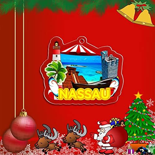 Bahamas Nassau Ornamento de Natal Transparente Acrílico Duas Lado Decoração de Árvores Pingente de Viagem Coleção de Turismo Coleção