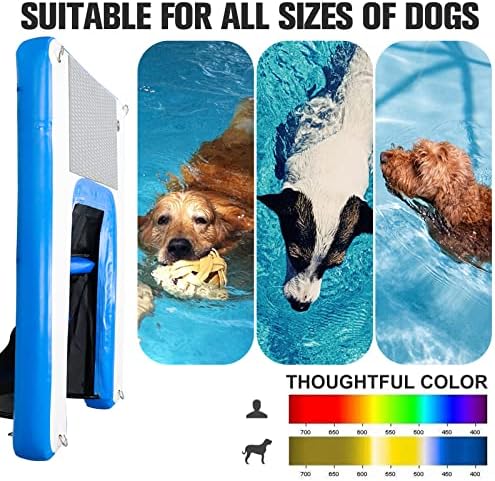Toriexon Rampa de água inflável para cães pranchas - superfície durável e resistente à punção garante acesso seguro e fácil à água