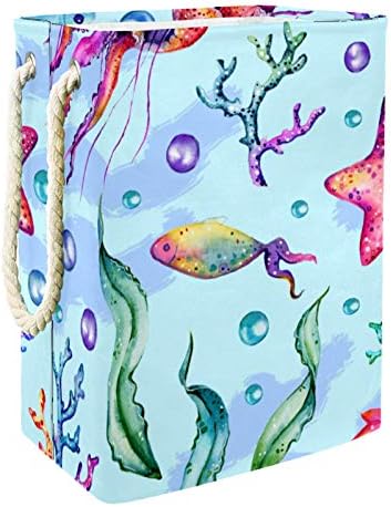Homomer Laundry Tester Painted Coral Wellyfish Starfish Seatório de algas marinhas colapsíveis cestas de lavanderia