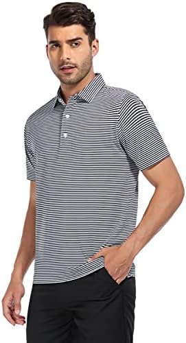 Camisa de golfe de Deolax Mens de manga curta Wicking hidréia camisa pólo para homens de atendimento seco de golfe pólo