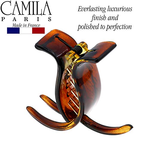 Camila Paris NV06 Clipe de cabelo francês para mulheres, portador marrom 3 dentes de rabo de cavalo, clipes de garras