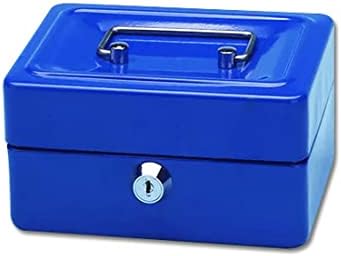 Metal de metal à prova de fogo pequena caixa de trava dinheiro segura caixa de economia caixa cofre caixa de segurança caixas de segurança azul pequeno