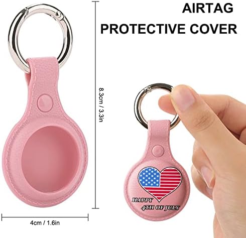 Happy 4 de julho Holder for Airtag Key Ring TPU Proteção Caso Localizador Tag para Pets de Bagagem da Carteira