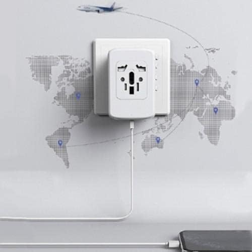 Charger de ondas de caixa compatível com Astell & Kern Kann Alpha - Carregador Internacional de Muralha PD, 3 USB International Charge Adapter and Converter - Winter White