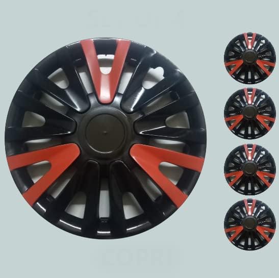 Conjunto de Copri de tampa de 4 rodas 13 polegadas Black-Red Capcap Snap-On Fits Toyota Yaris Prius