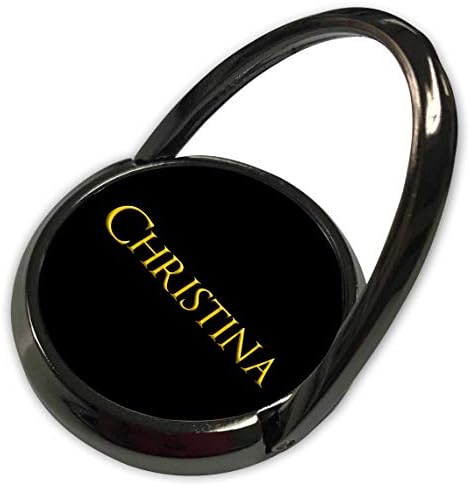 3drose Alexis Design - Nomes femininos populares nos EUA - Nome da mulher famosa de Christina nos EUA. Amarelo no talismã negro - anel de telefone