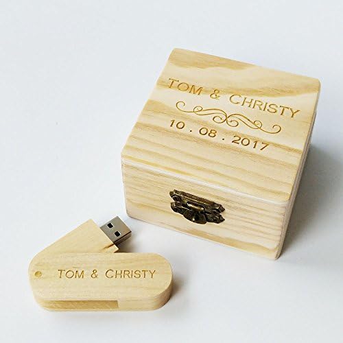 Wood de bordo de redemoinho de madeira personalizado 8 GB de unidade flash USB, armazenamento de fotos de casamento, presente