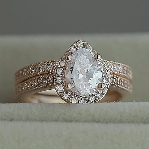 Classic Pear Drop Zircon noivado anel de moda de moda jóias anéis de polegar para mulheres tamanho 10