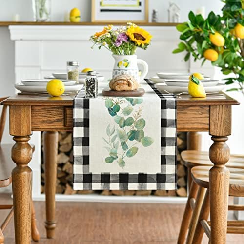 Modo ARTOID Aquarela Buffalo xadrez xadrez de folhas de folhas de tabela de mesa, primavera de cozinha sazonal de verão decoração