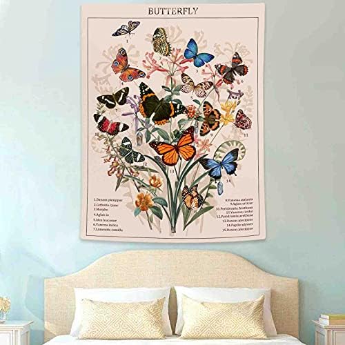 ACCNICC Butterfly Tapestry Flower Tapeçarias Vintage Vertical Floral Tapestry Parede pendurada colorida Retro Art Tapeçaria