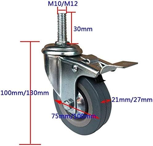 SBTXHJWCGLD Freme montagem de montagem de montagem/m10/m12*30mm rodas de rodízio giratório com freios, molhadores para móveis, carrinho,