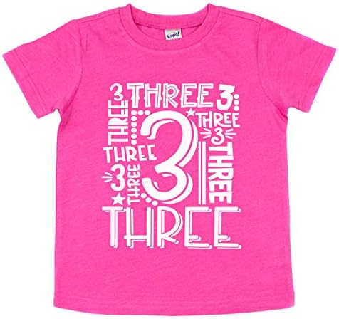 T-shirt para crianças de três meninos de três meninos de 3º aniversário