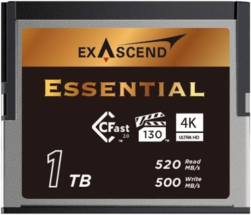 EXCENDENHO ESSENCIAL 1 TB / 512 GB / 256 GB CFAST 2.0, Leia até 550 MB / s