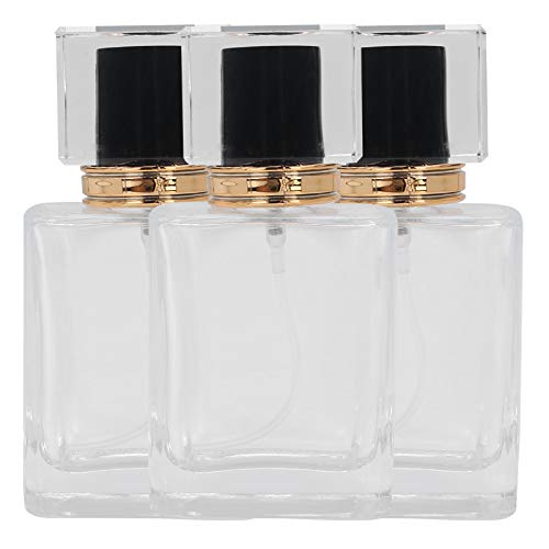 NATUDECO 3PCS Garrafa de perfume de vidro Garrafa líquida Reciljuncável Recipiente de atomizador vazio transparente para distribuição