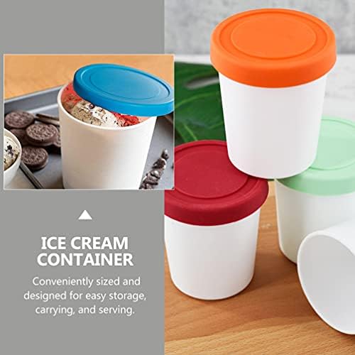 Contêineres de armazenamento de silicone com raiva 4pcs Recipientes de sorvete perfeitos Tubs de armazenamento de freezer com tampas para sorvete de sorvete e recipientes de silicone