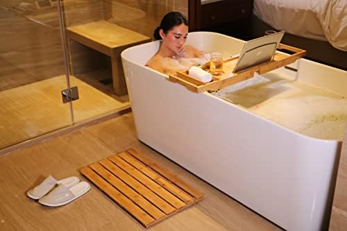 Gobam Bamboo Bath Bat, grande, 26 x 15,8 x 1,3 polegadas - não deslizamento - tapete de piso para banheiro, spa, sauna, cozinha, espaços internos e externos, tapete de chuveiro para decoração de banheiro - natural
