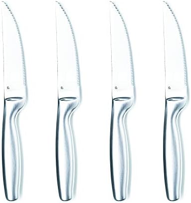 Configurações gourmet Conjunto de faca de bife de 4, facas serrilhadas de aço inoxidável lâmina de talheres à prova de lavagem da lava -louças, conjunto de cozinha profissional, conjunto de cozinha profissional