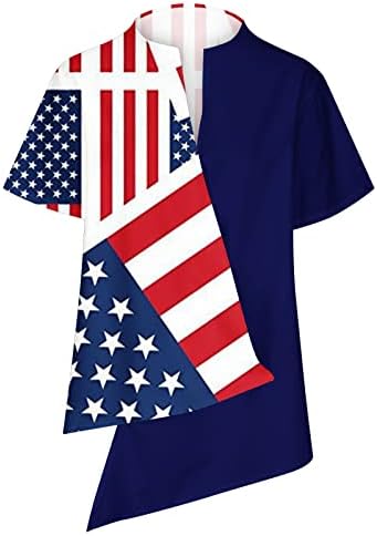 4 de julho Camisas femininas Tops assimétricos de verão Manga curta T-shirt Bloups Patriótico Dia da Independência Dia