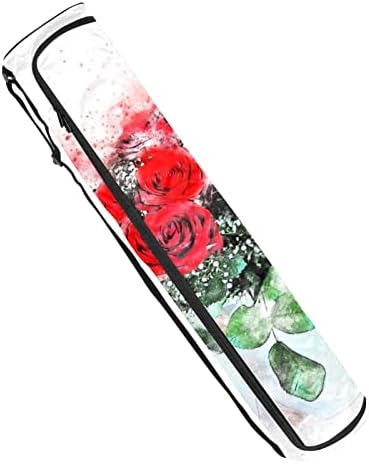 Bolsa de tapete de ioga, Flowers Roses Vaso Bouquet Exercício de ioga transportadora de tapete full-zip yoga tape
