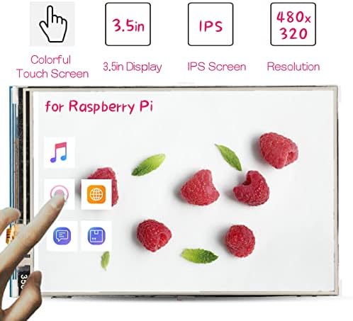 YOIDESUSU CREATA DE TONTHELO DE 3,5 polegadas para Raspberry Pi, HDMI LCD IPS Screen Touch 480x320 Monitor de resolução para todas as versões de placas-mãe Raspberry Pi, conveniente e fácil de usar
