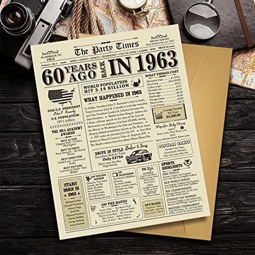 OGEBY Funny 60th Aniversário Presentes para homens, Jumbo em 1963 Cartão de presentes de aniversário de 1963, Presentes de 60
