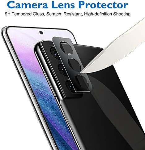 Mothca [2+2 Protetor de tela de privacidade de embalagem para Samsung Galaxy S21 5g 6,2 polegadas [não para S21+/Ultra] Anti-Spy Pet Film+Camera Lens Protetor com bandeja de alinhamento, ID de impressão digital compatível