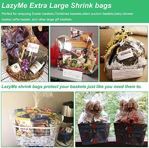 Sacos de embalagem de encolhimento lazyme, sacos de shrink de jumbo extra grandes para celofano transparente para cestas de Páscoa