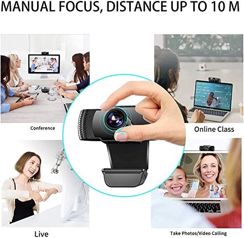 1080p webcam com microfone, câmera da web de laptop de desktop USB 2.0 com correção de luz automática, plugue e reprodução