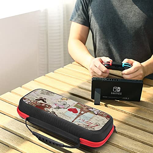 Tour Eiffel Vintage, Paris Carreira Caso para Nintendo Switch Proteção portátil Hard Shell Bolsa Viagem Bolsa