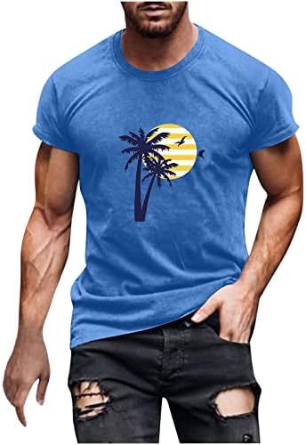 Camisetas masculinas de verão pálpebras de camisetas do sol do sol de verão Treinas de t-shirt redondo pescoço curto treino