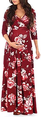 Vestido maxi de maternidade vestido de mulher de verão com cinto floral floral vestido de maternidade gravidez vestido de fotos de