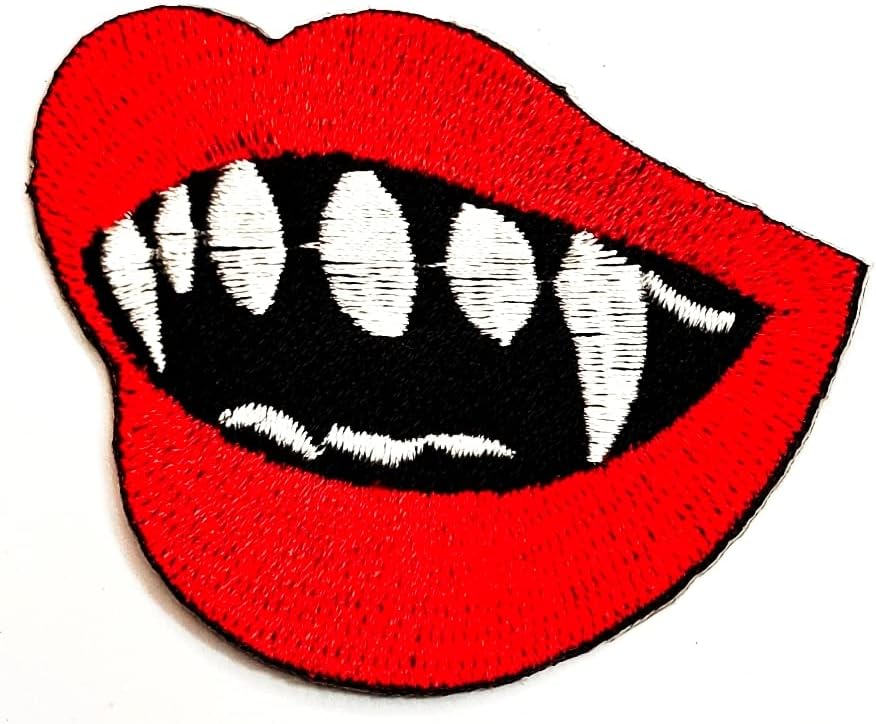 Kleenplus lábios bordados ferro bordado em costura em manchas artes de moda vampiro sangue sangue sexy lábios vermelhos desenhos
