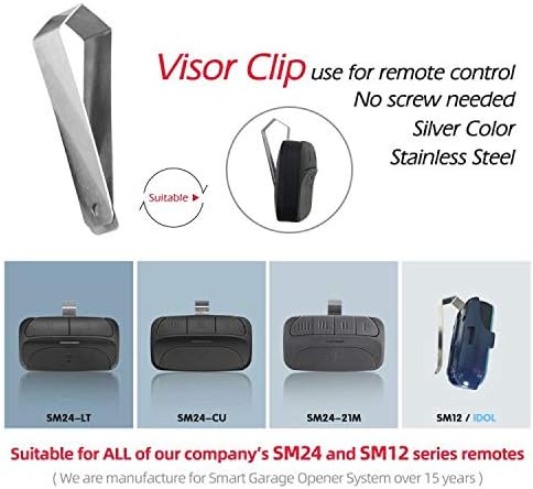 Garage Door Remote Visor Clip para Chamberlain, Liftmaster, Genie etc, clipe de viseira remota de garagem, prata