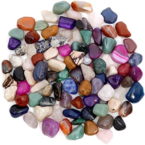 Pedras de gemas polidas e tingidas polidas e tingidas 5 libras + folha educacional de identificação de cores e 27