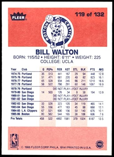 1986 Fleer 119 Bill Walton Boston Celtics NM/MT Celtics UCLA
