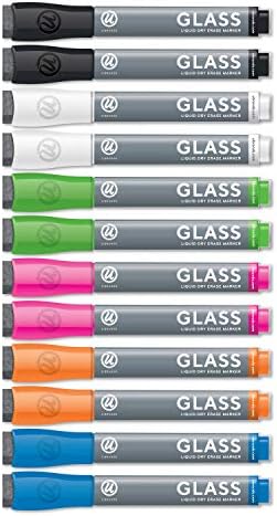U Brands Glass não magnética placa de erase a seco, 36 x 24 polegadas, superfície preta, marcadores de vidro líquido sem moldura e
