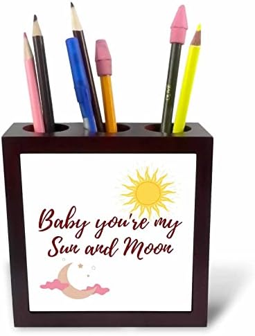 3drose doce e fofo texto de bebê você é meu sol e lua - portadores de caneta de azulejos