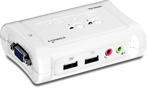 Trendnet 2-porta KVM Switch e kit de cabo com áudio, gerencie dois PCs, USB 1.1, Plug Hot-Plug, Auto-Scan, Hot-Keys,