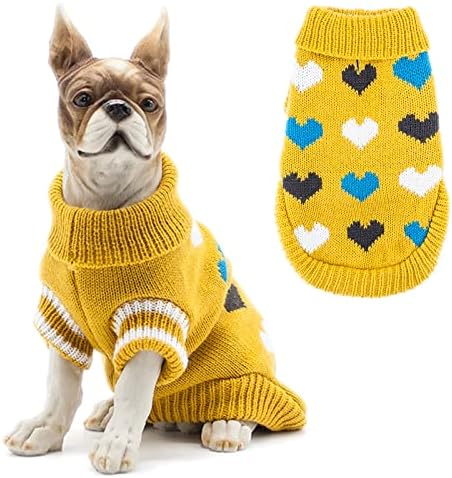 Suéter de cachorro cnarery, suéter de malha de cachorro macio e quente com coleira, casaco de inverno de cachorro, roupas